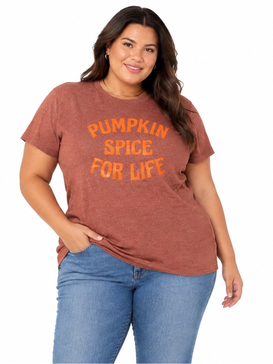 torrid Tops - Torrid Size 1 Pumpkin Spice For Life Graphic Tee Rust Orange Classic Fit Fall